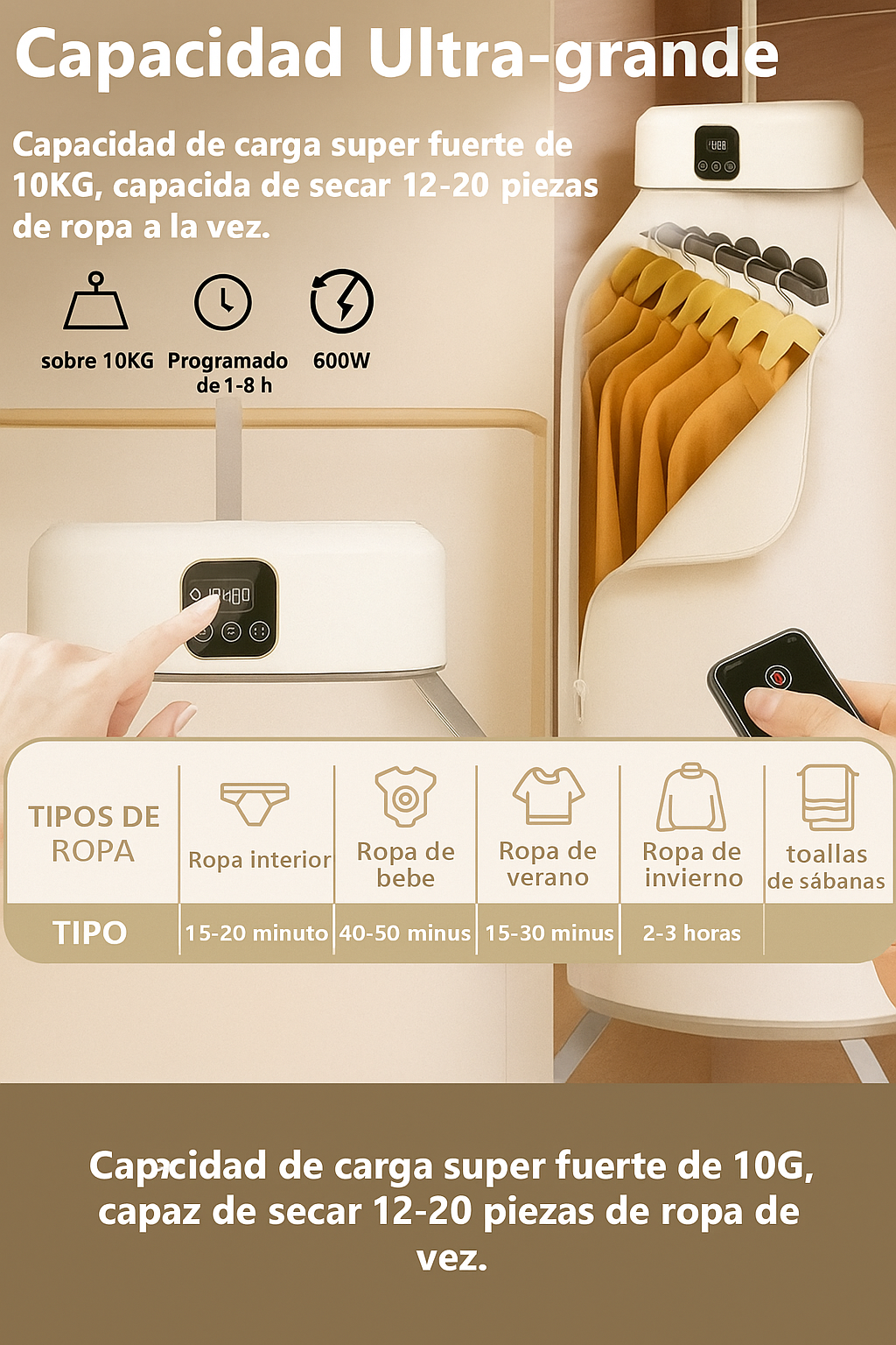 Secadora de Ropa Portátil con control remoto