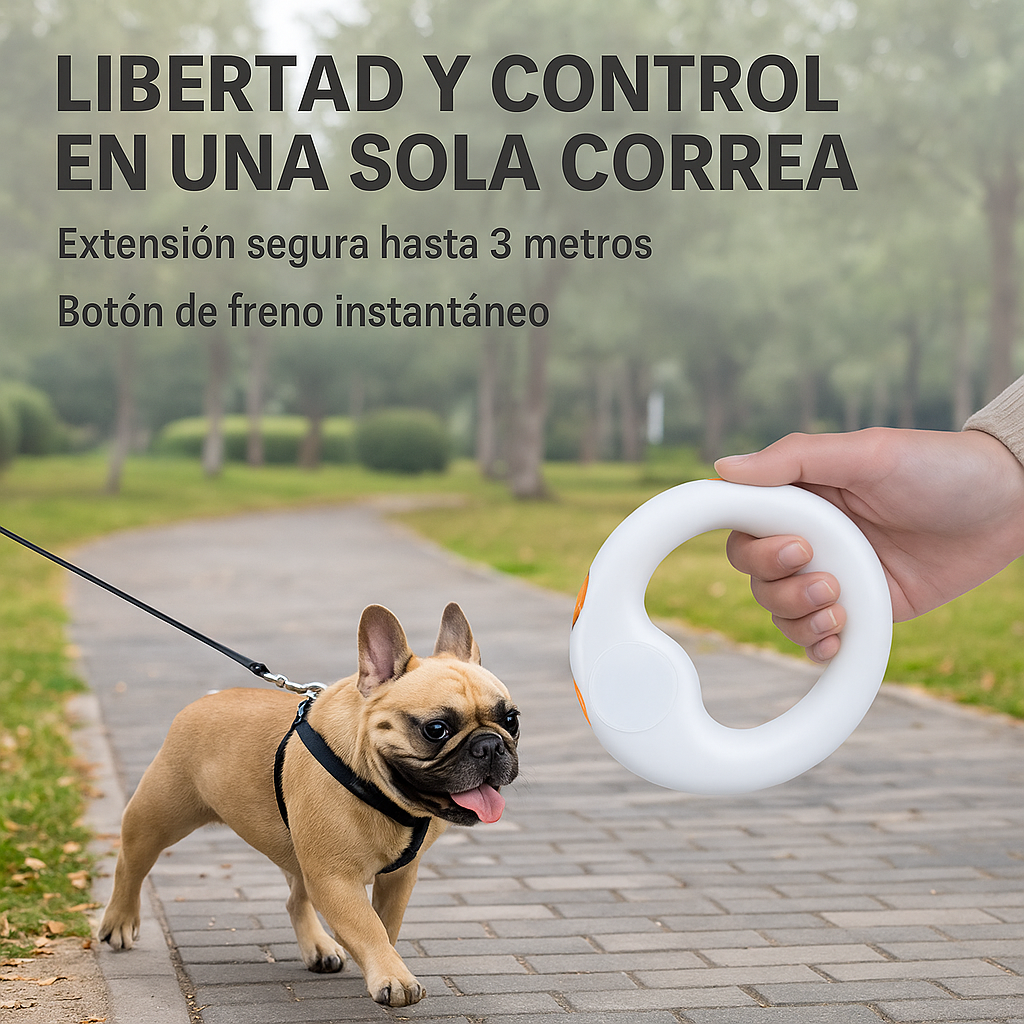 Correa Retráctil Mascotas Con Freno